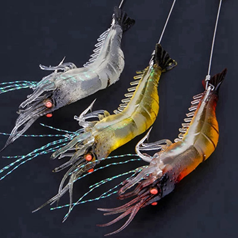 5pcs/lot Shrimp Soft Lure 9cm/6g Fishing Artificial Bait With Glow