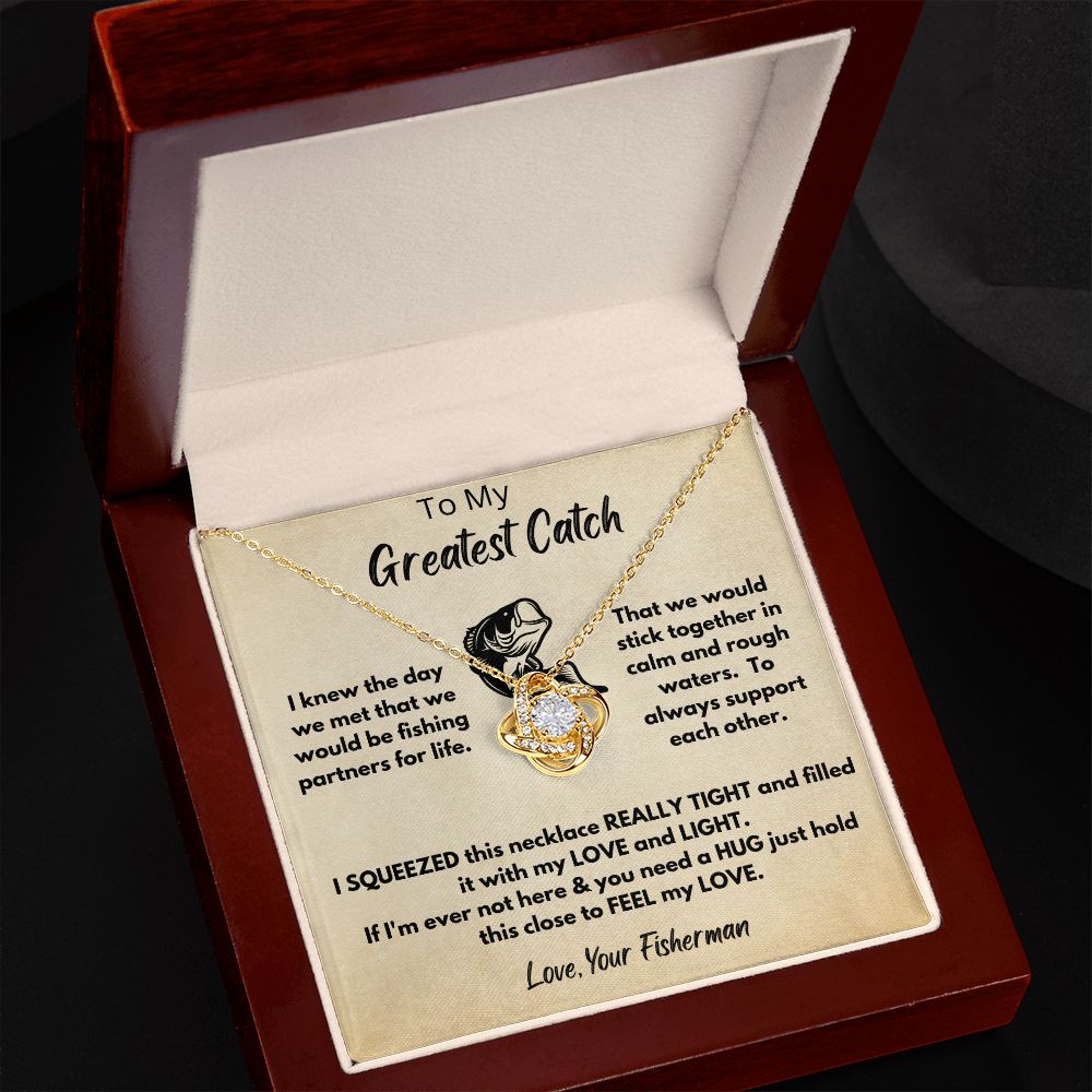 Wife - Greatest Catch Love Knot Necklace