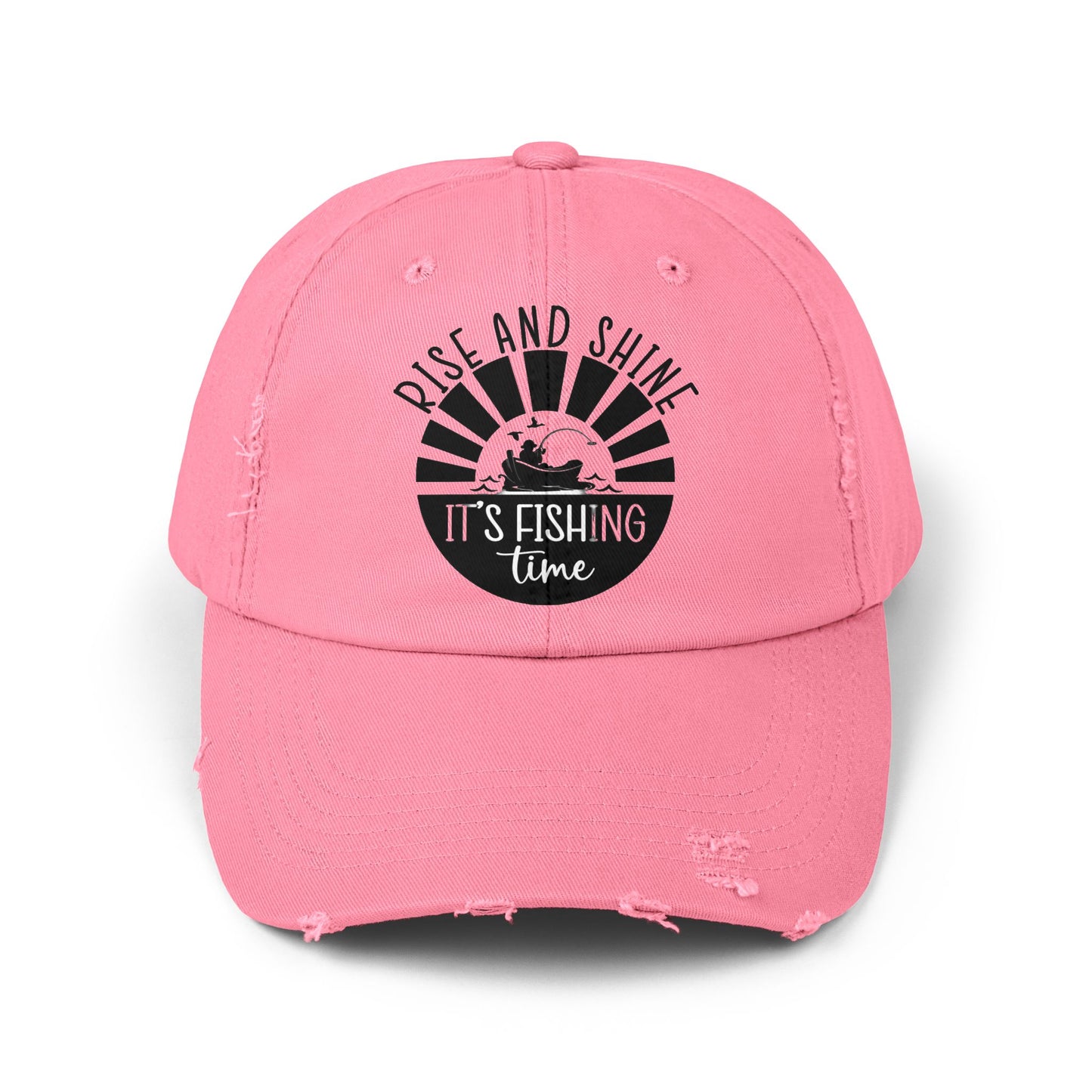 "Fishing Time" Distressed Fishing Cap