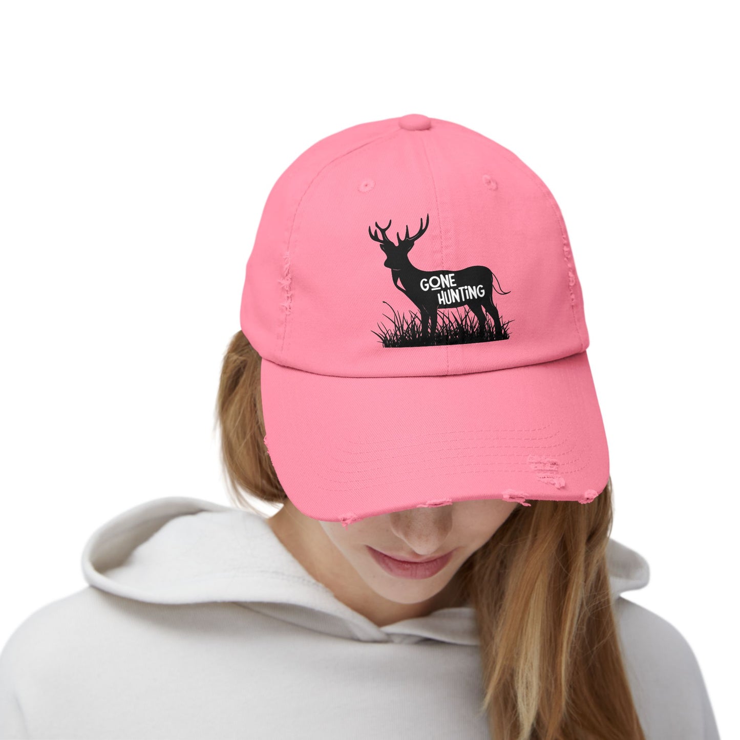 "Gone Hunting" Distressed Baseball Cap