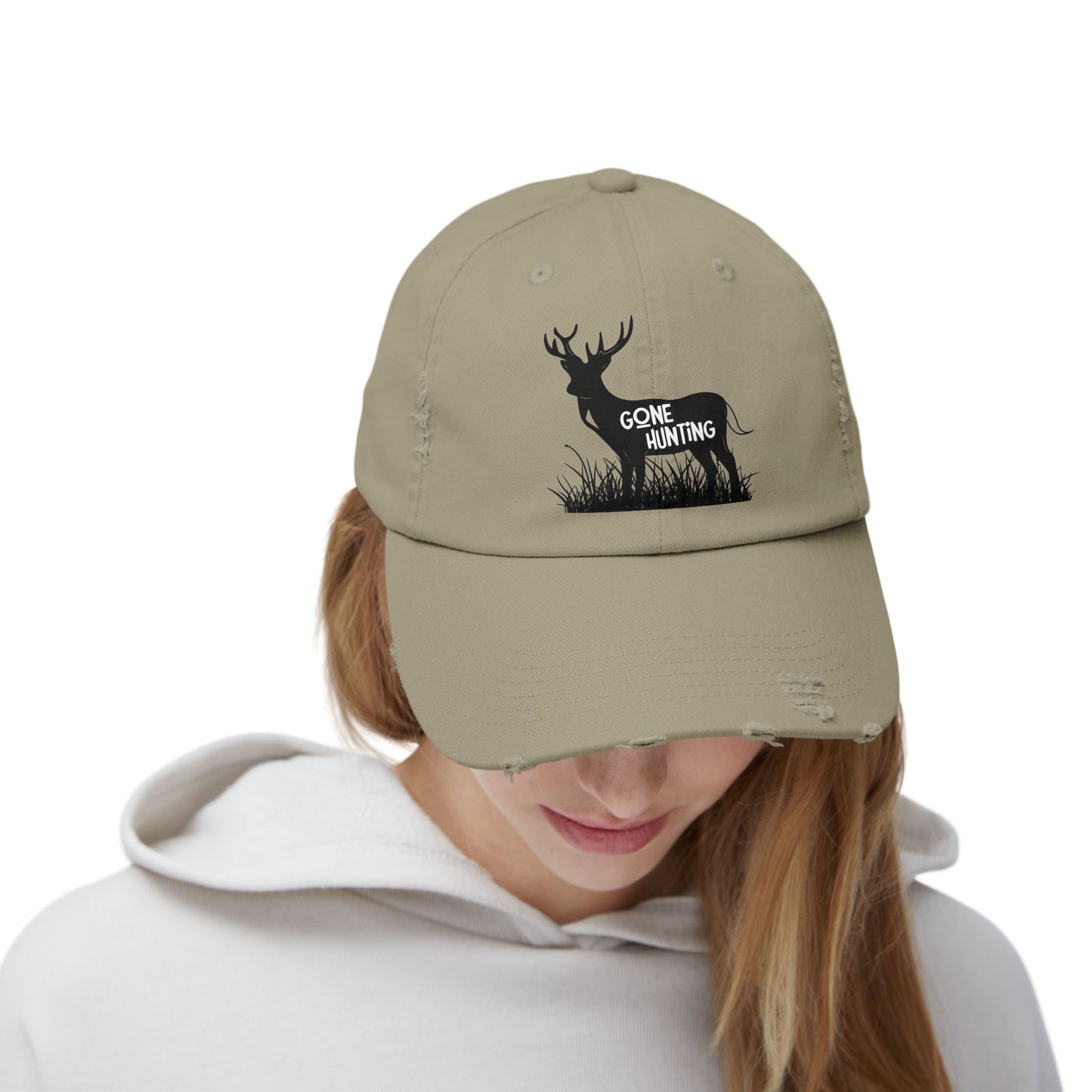 "Gone Hunting" Distressed Cap