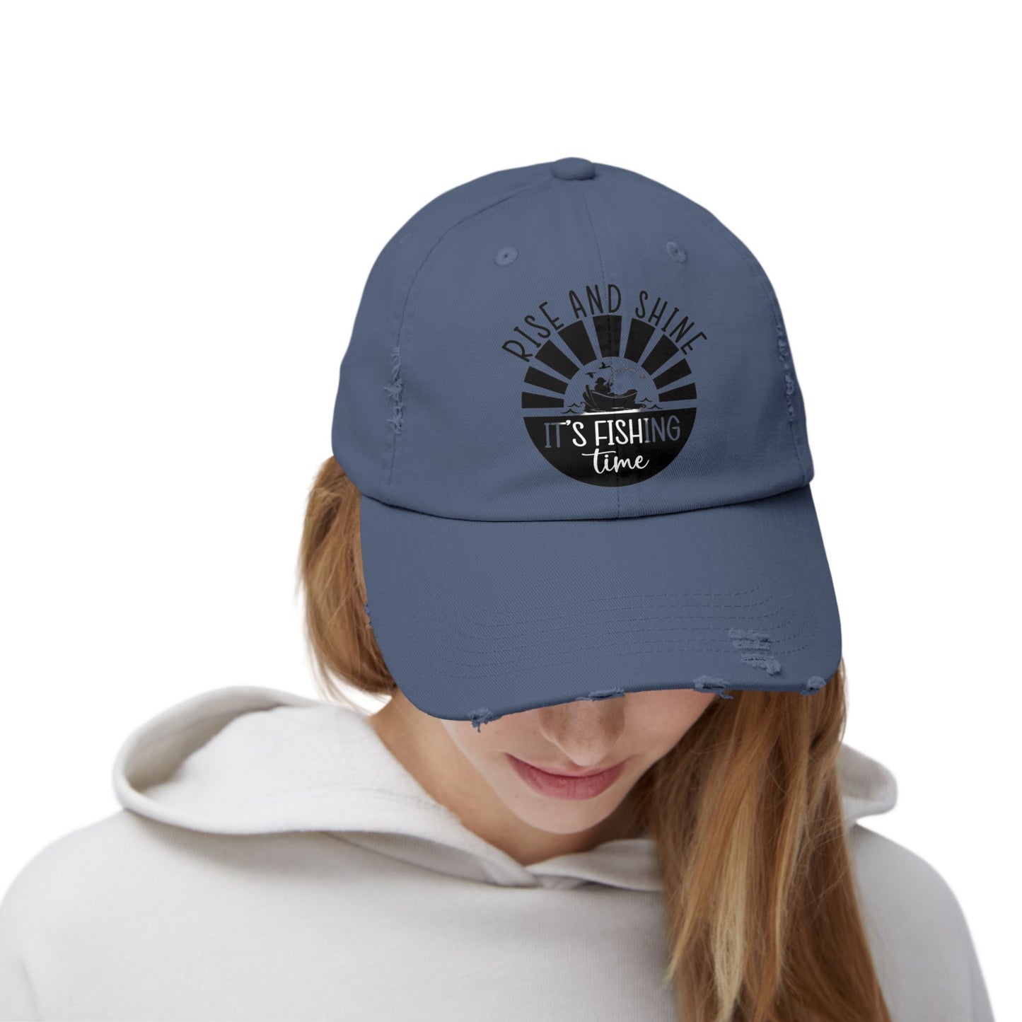 "Fishing Time" Distressed Fishing Cap