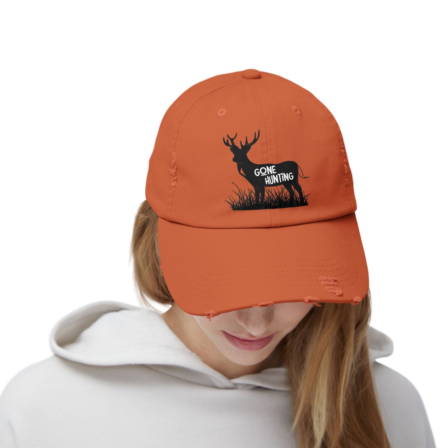 "Gone Hunting" Distressed Baseball Cap