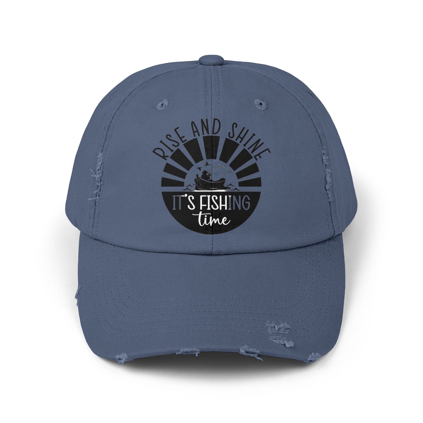 "Fishing Time" Distressed Fishing Cap