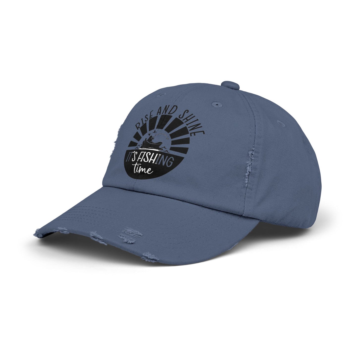 "Fishing Time" Distressed Fishing Cap
