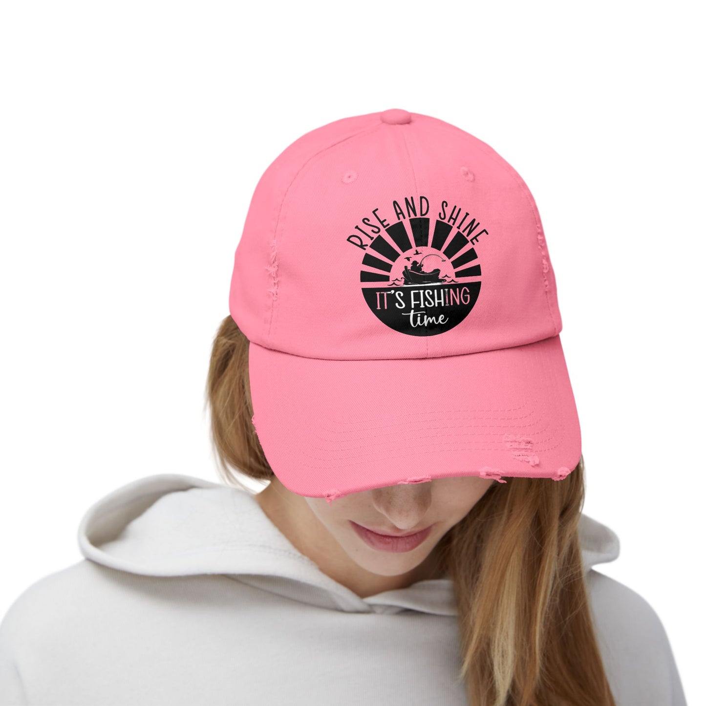 "Fishing Time" Distressed Fishing Cap