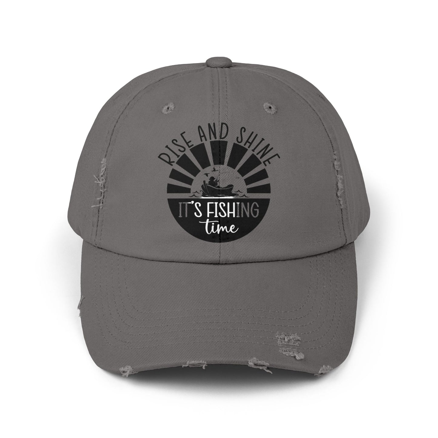 "Fishing Time" Distressed Fishing Cap