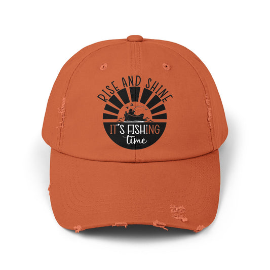 "Fishing Time" Distressed Fishing Cap