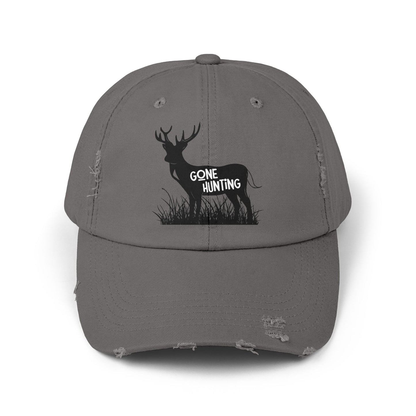 "Gone Hunting" Distressed Baseball Cap