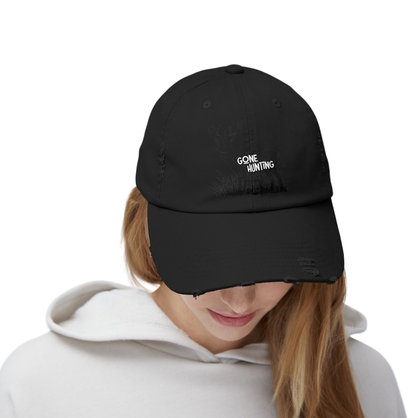 "Gone Hunting" Distressed Baseball Cap