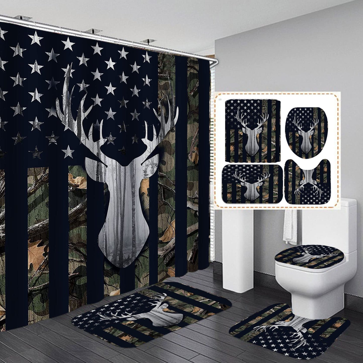 USA Hunting Camo Bathroom Set