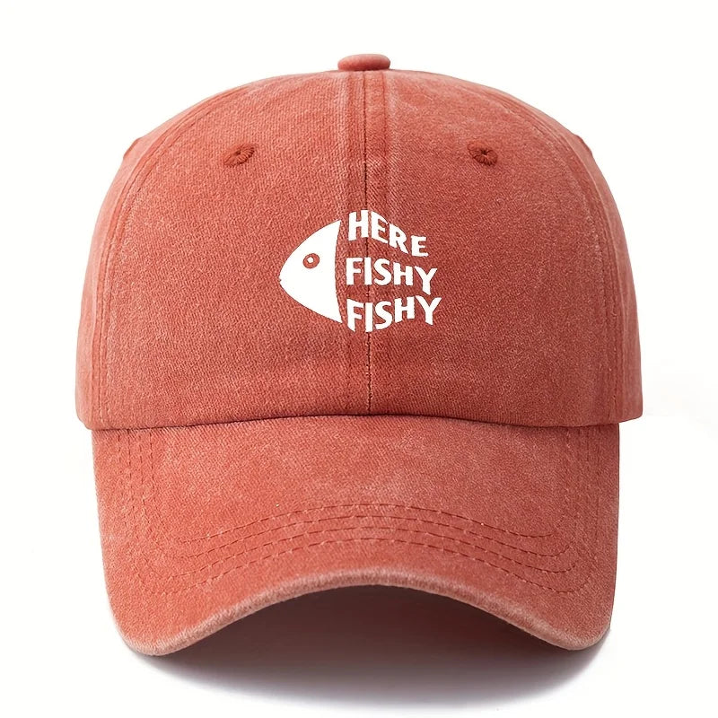 Here Fishy Fishy Dad Cap