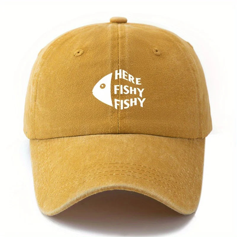 Here Fishy Fishy Dad Cap