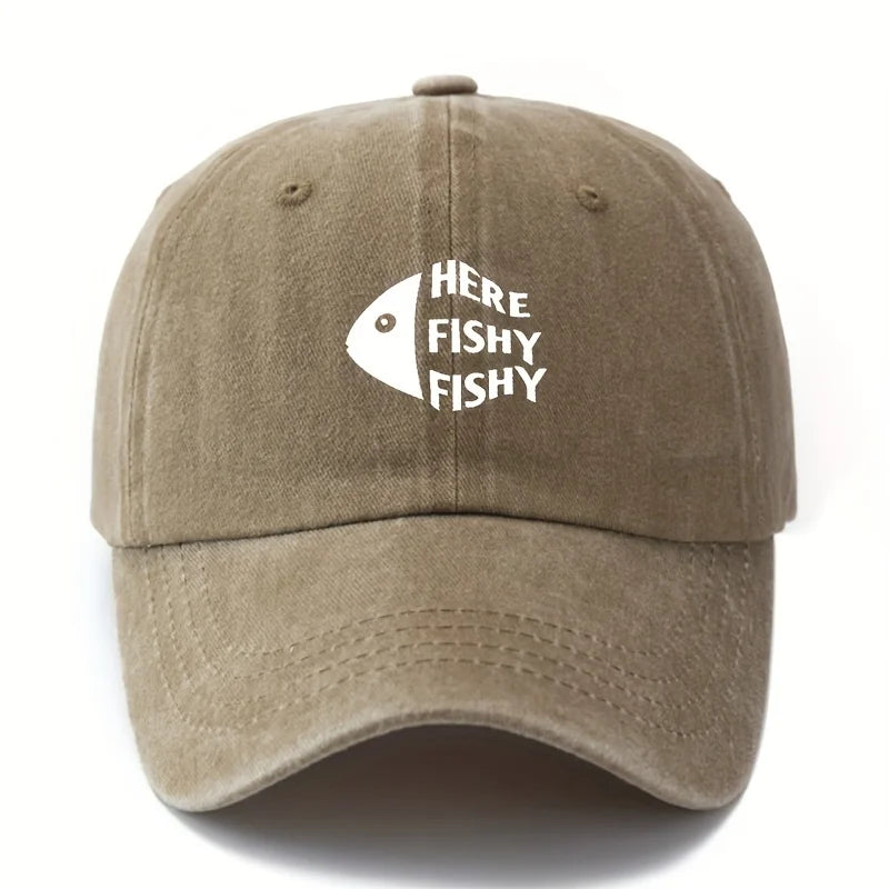 Here Fishy Fishy Dad Cap