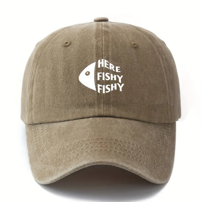 Here Fishy Fishy Dad Cap