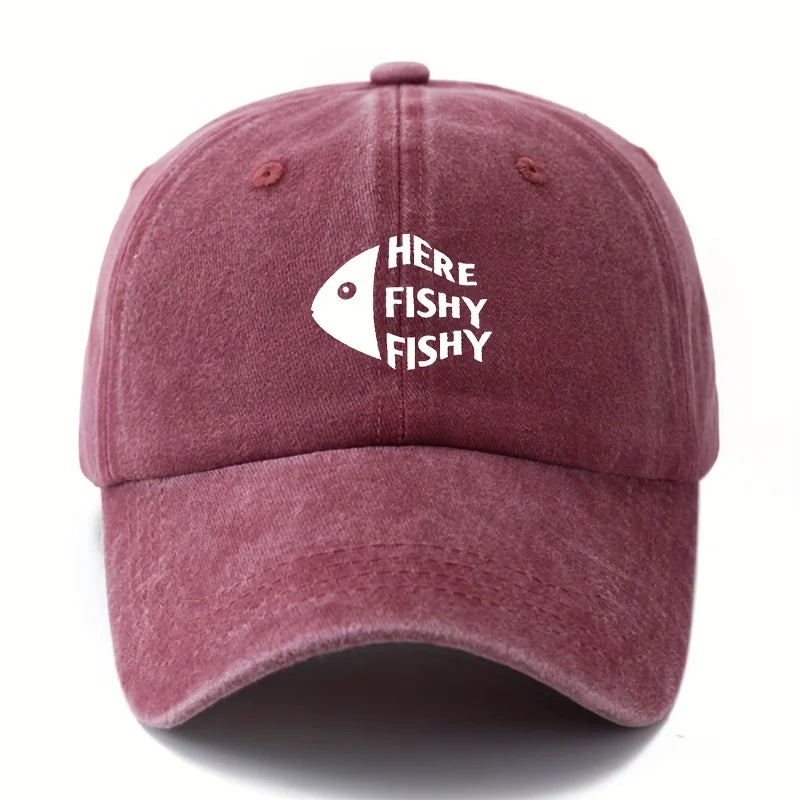 Here Fishy Fishy Dad Cap