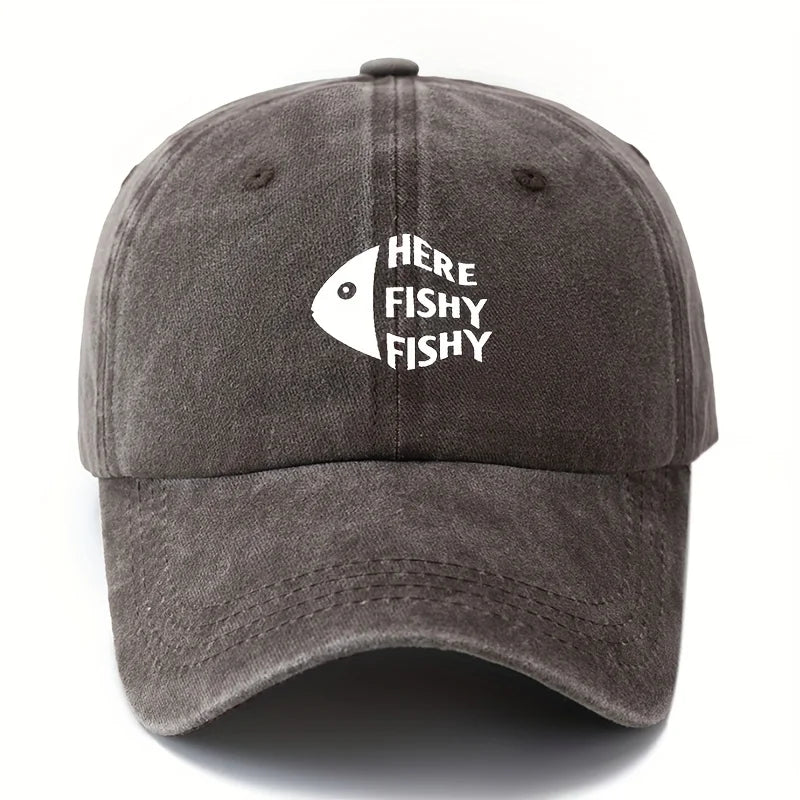 Here Fishy Fishy Dad Cap
