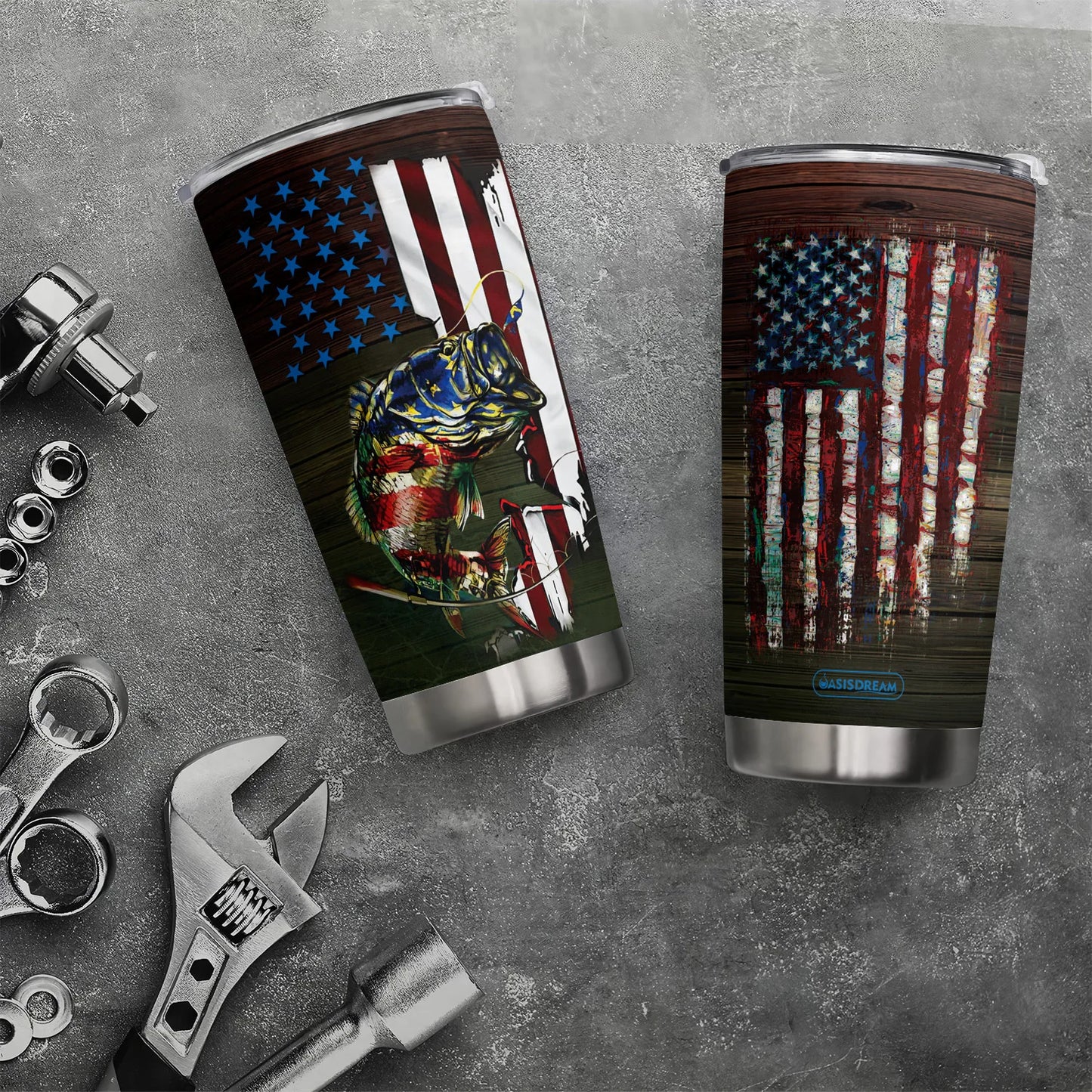 1pc Stars, Stripes & Bass Coffee Tumbler  - Buy 2 Get One FREE!