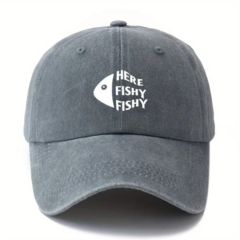 Here Fishy Fishy Dad Cap