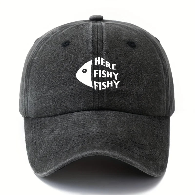 Here Fishy Fishy Dad Cap
