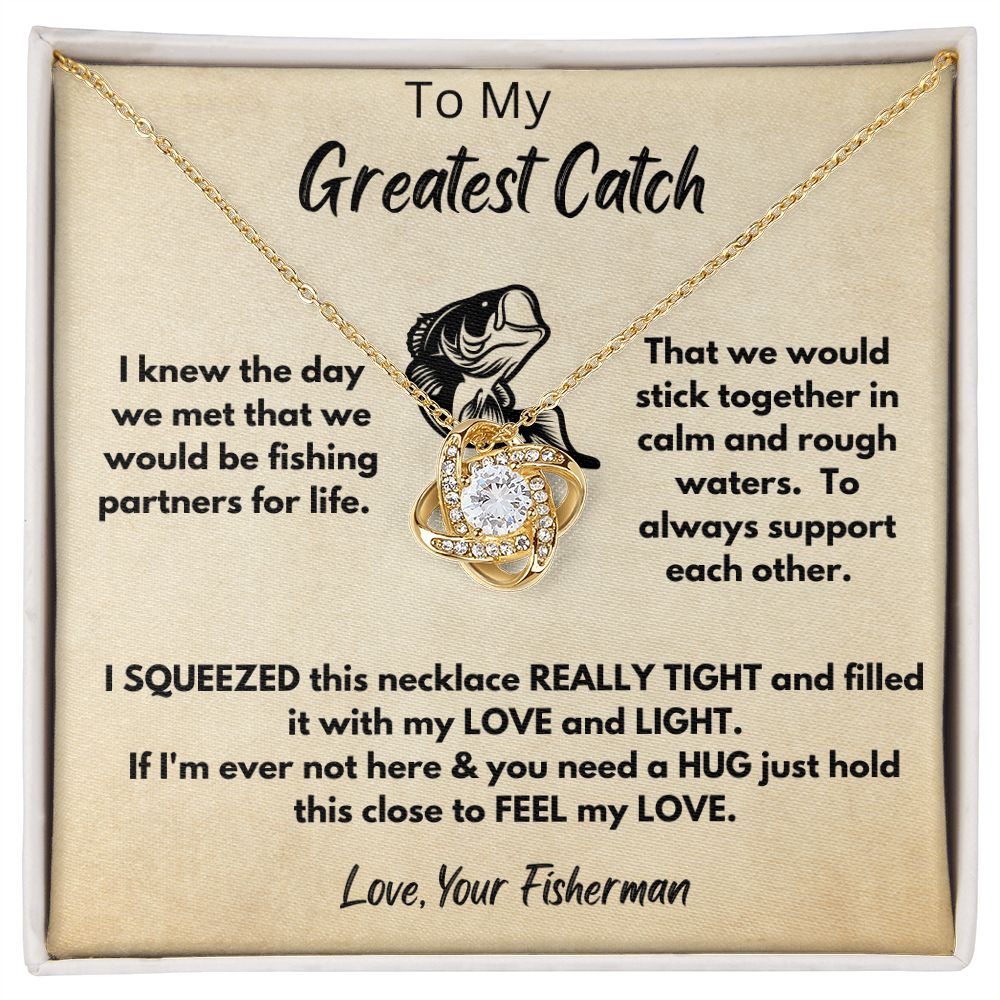 Wife - Greatest Catch Love Knot Necklace